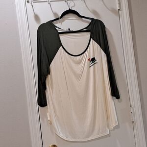 Women's Black and Cream Raglan Graphictop